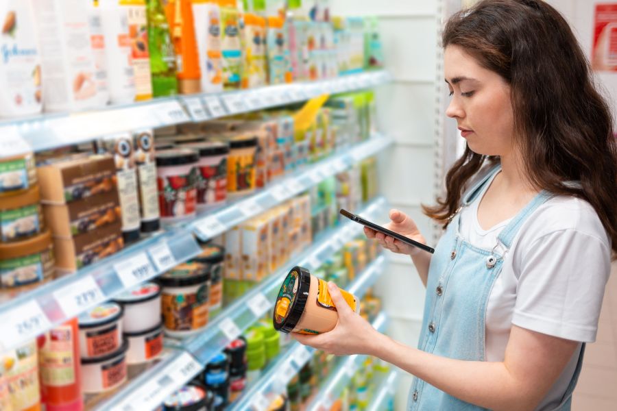 A girl shopping for beauty products.